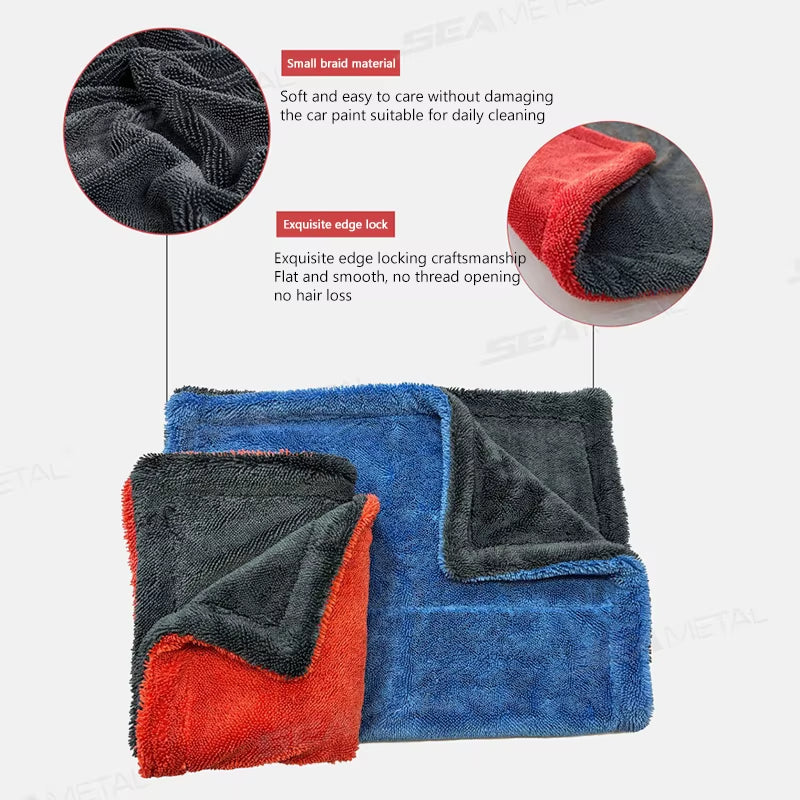 SEAMETAL Heavy-Duty Car Towel Super-Absorption Microfiber Drying Cloth Ultra-Soft Scratch-Free Car Detailing Towel